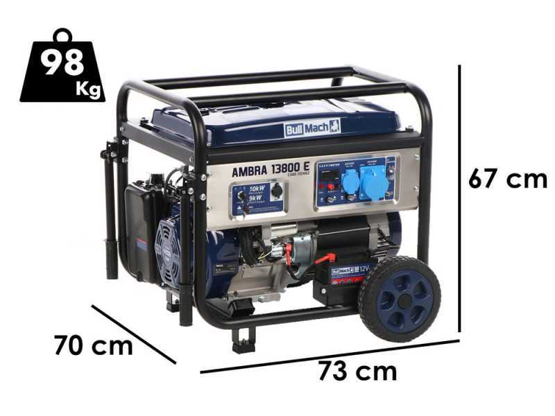 BullMach AMBRA 13800 E - Groupe &eacute;lectrog&egrave;ne sur chariot &agrave; essence avec AVR 10 Kw monophas&eacute; - Cadran ATS inclus