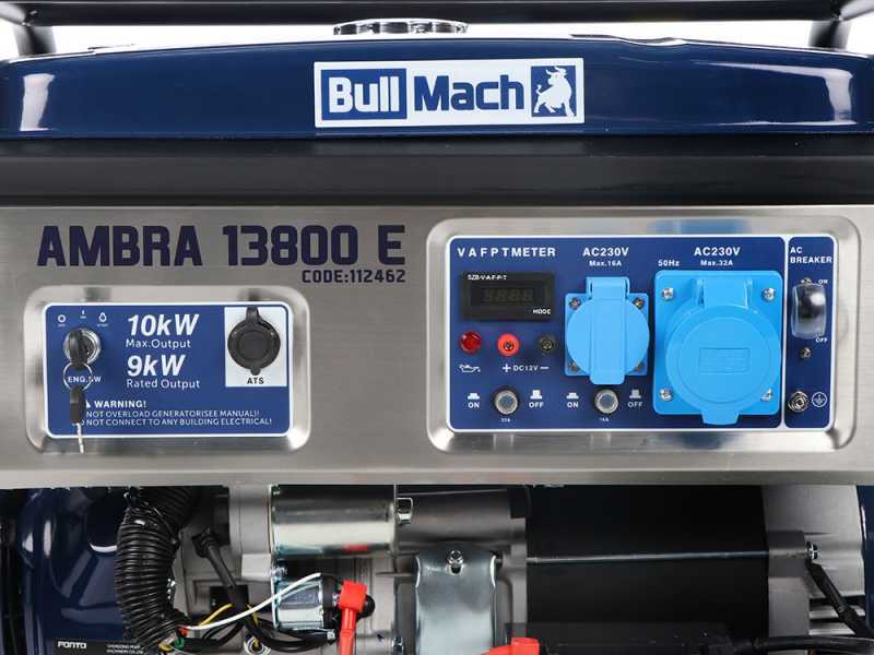 BullMach AMBRA 13800 E - Groupe &eacute;lectrog&egrave;ne sur chariot &agrave; essence avec AVR 10 Kw monophas&eacute; - Cadran ATS inclus