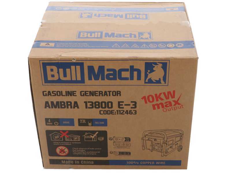 BullMach AMBRA 13800 E-3 - Groupe &eacute;lectrog&egrave;ne sur chariot &agrave; essence avec AVR 10 kW - 9 kW Triphas&eacute;e