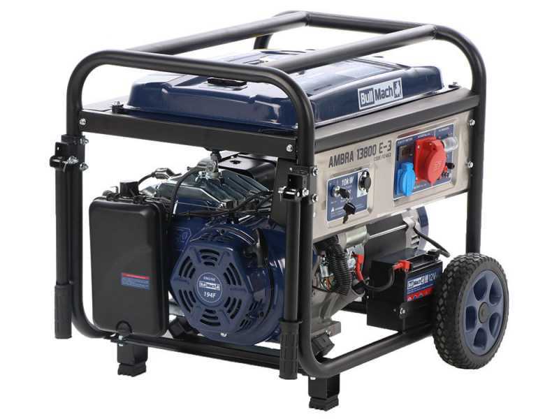BullMach AMBRA 13800 E-3 - Groupe &eacute;lectrog&egrave;ne sur chariot &agrave; essence avec AVR 10 kW - 9 kW Triphas&eacute;e
