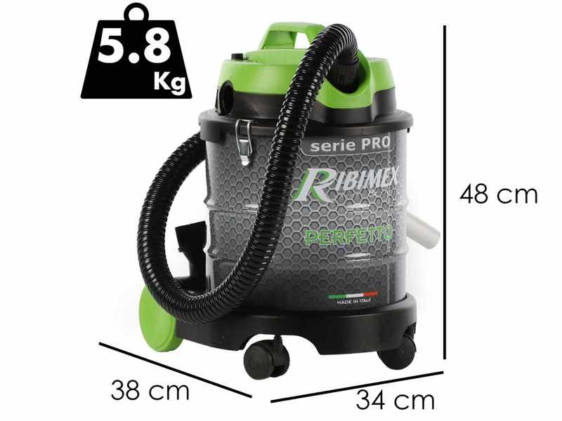 Ribimex Perfetto 20 L - Aspirateur &agrave; cendres avec bidon - 1200 W