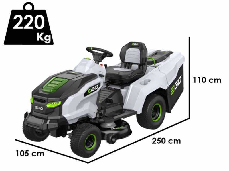 PROMO EGO TR 3801 E - B - Tracteur tondeuse &agrave; batterie avec bac de ramassage - 56V - 15Ah