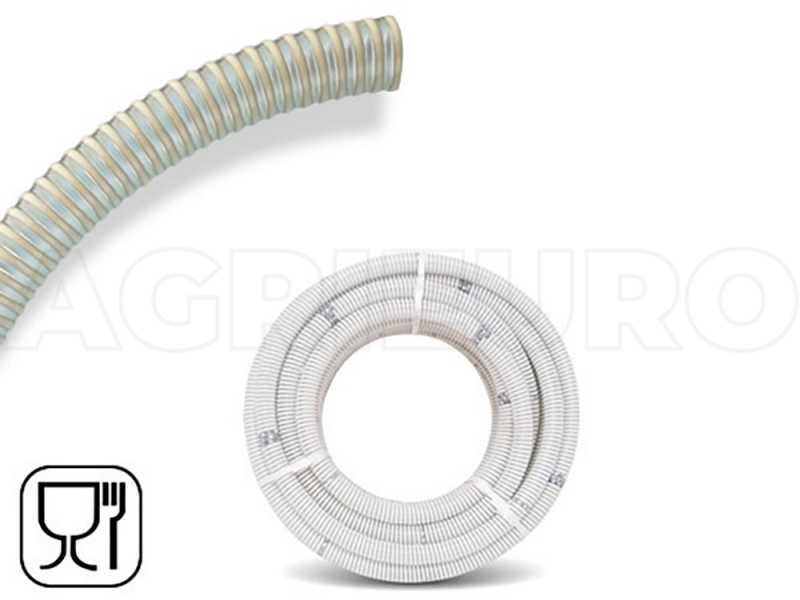 Tuyau aspiration spiralé transparent en PVC qualité alimentaire Ø 50 mm -  12m