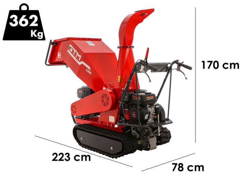 GTM GTS 1300 RG TRACK - Broyeur de branches autotract&eacute; &agrave; chenilles - Moteur Loncin G420F