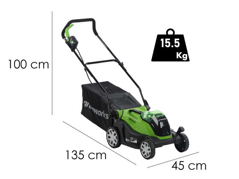 Greenworks G48LM36K2 - Tondeuse &agrave; gazon &eacute;lectrique &agrave; batterie - 48V/2Ah - Coupe 36 cm