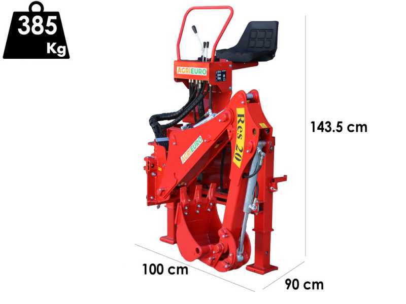 Agrieuro Top Line RES20 - Pelle r&eacute;tro pour tracteur avec d&eacute;placement lat&eacute;ral