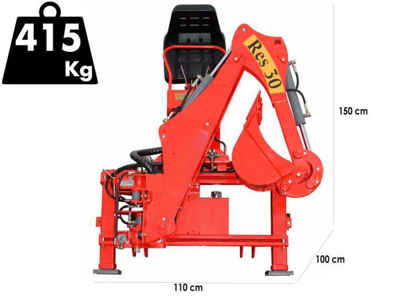 Agrieuro Top Line RES30 - Pelle-r&eacute;tro pour tracteur avec d&eacute;placement hydraulique
