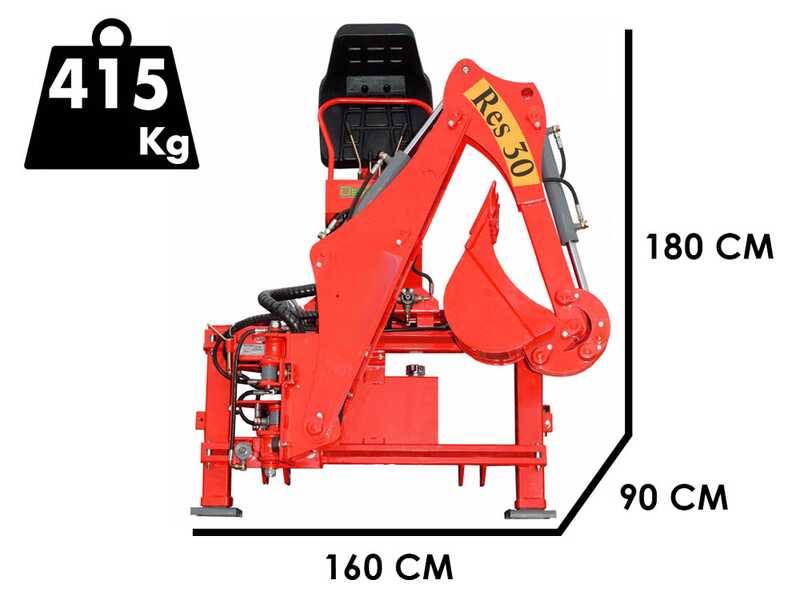 Agrieuro Top Line RES30 - Pelle-r&eacute;tro pour tracteur avec d&eacute;placement hydraulique