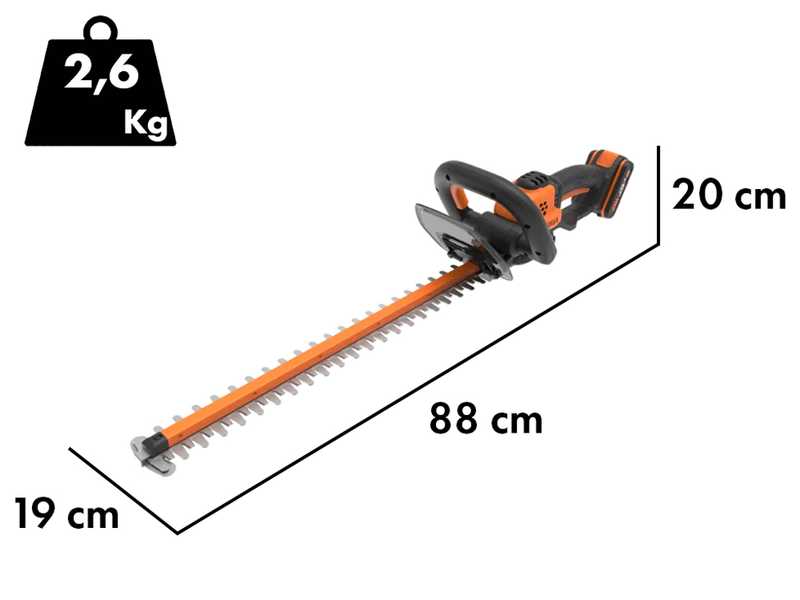 Worx WG264E - Taille-haie &agrave; batterie - 20V/2Ah - Lame de 56 cm