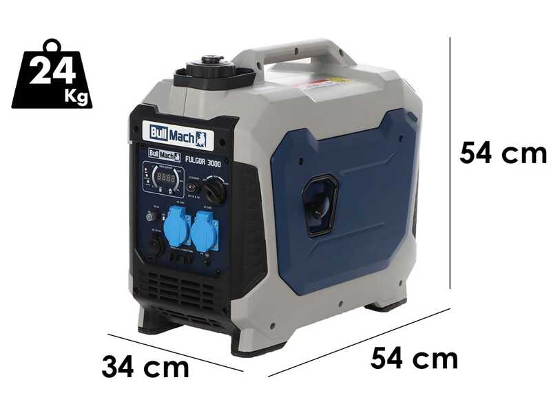 BullMach Fulgor 3000 - Groupe &eacute;lectrog&egrave;ne inverter 3,3 kW - Continue 3 kW monophas&eacute;