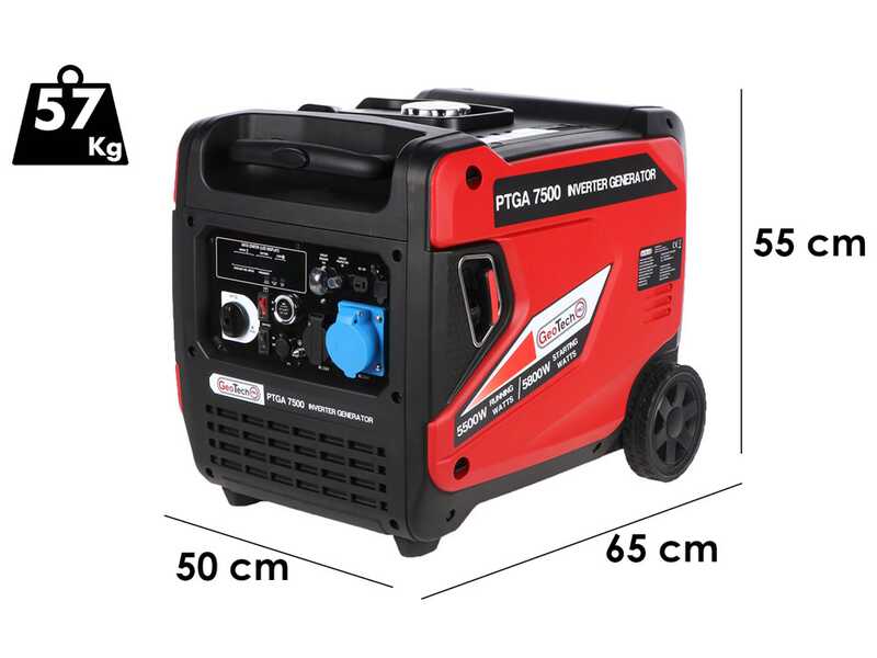 GeoTech-Pro PTGA 7500 - Groupe &eacute;lectrog&egrave;ne inverter insonoris&eacute; sur chariot 5,8 kW - Continue 5,5 kW Monophas&eacute;