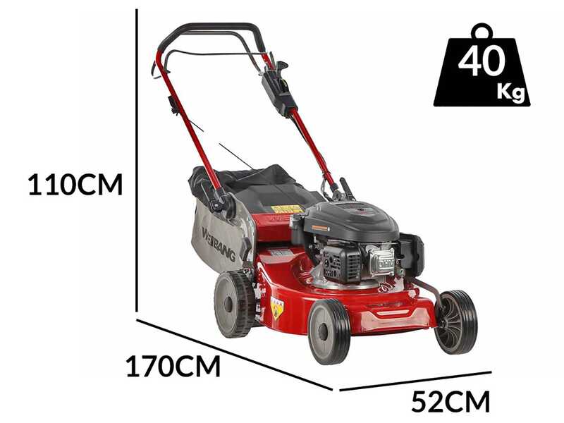 Weibang WB506SC - Tondeuse &agrave; gazon thermique autotract&eacute;e  - 2en1 - Moteur de 166cc