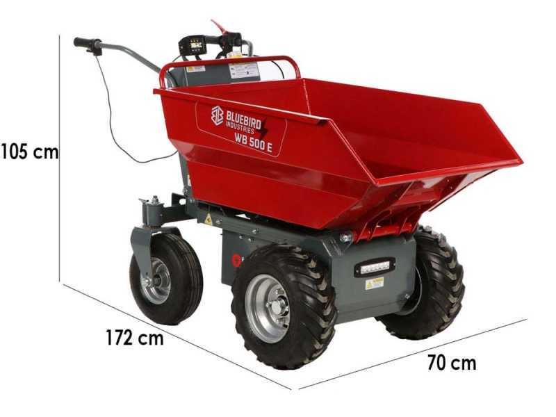 Blue Bird WB 500E - Brouette motoris&eacute;e sur batterie - 48 V 32 Ah - Benne dumper