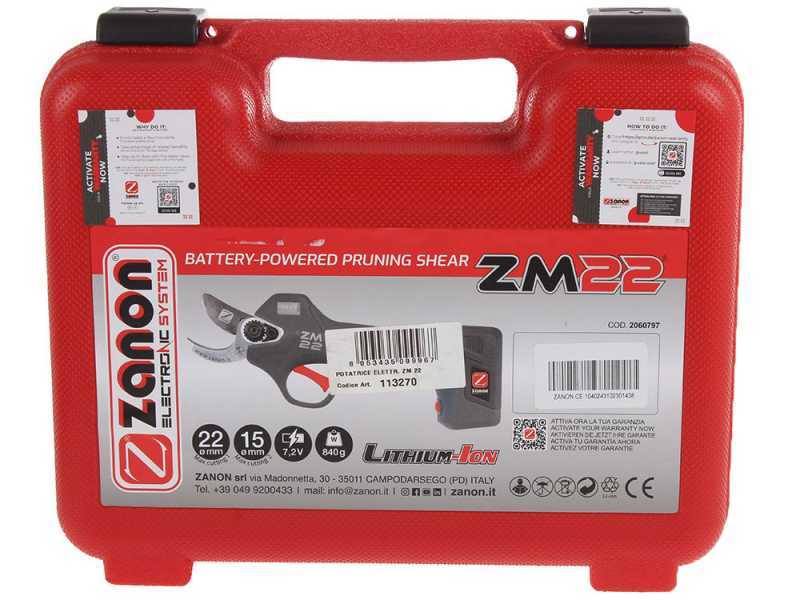 Zanon ZM 22 - S&eacute;cateur &eacute;lectrique de taille - 7,2V 2,5Ah