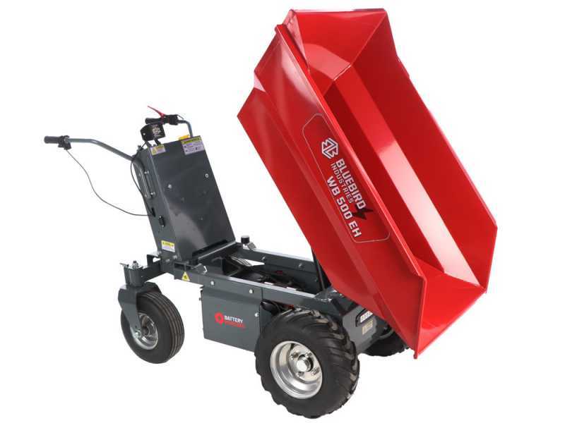 Blue Bird WB 500EH - Brouette &agrave; batterie - 48 V 32 Ah - Benne dumper avec basculement hydraulique