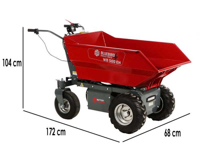 Blue Bird WB 500EH - Brouette &agrave; batterie - 48 V 32 Ah - Benne dumper avec basculement hydraulique