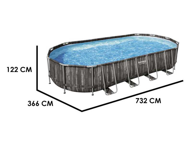 Bestway Power Steel 561ES - 732x366x122 cm - Piscine ovale
