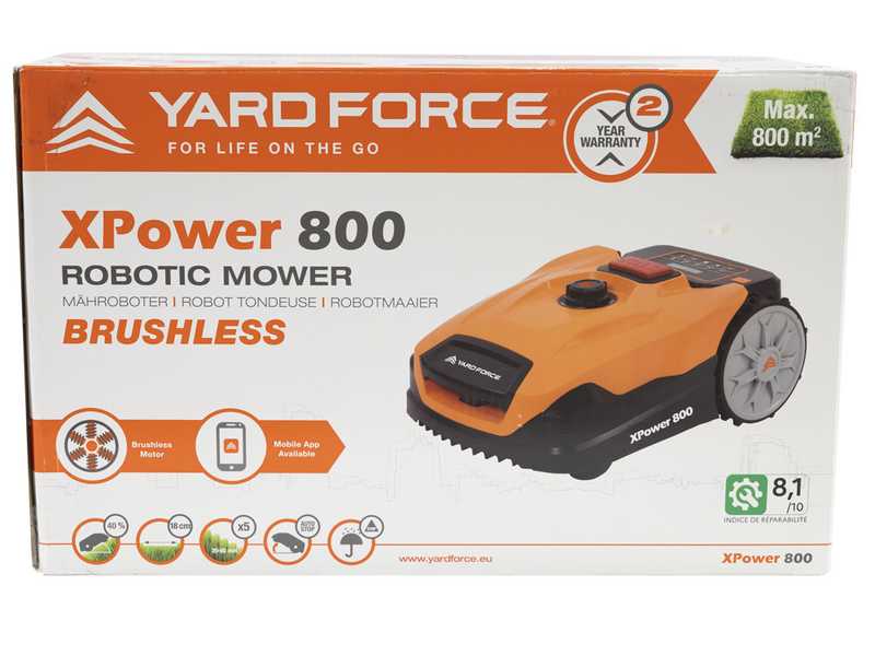 Yard Force XPower 800 - Robot tondeuse - Gestion via App - Bluetooth int&eacute;gr&eacute;