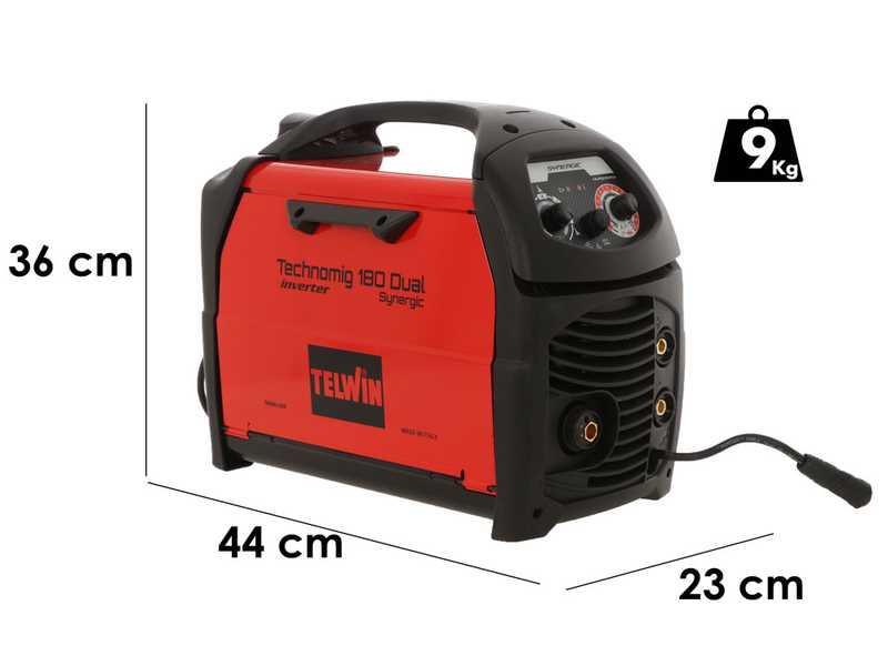 Telwin Technomig 180 Dual Synergic - Poste &agrave; souder inverter &agrave; fil - Pour MIG-MAG/FLUX/BRAZING/MMA/ TIG DC-Lift - NO GAS