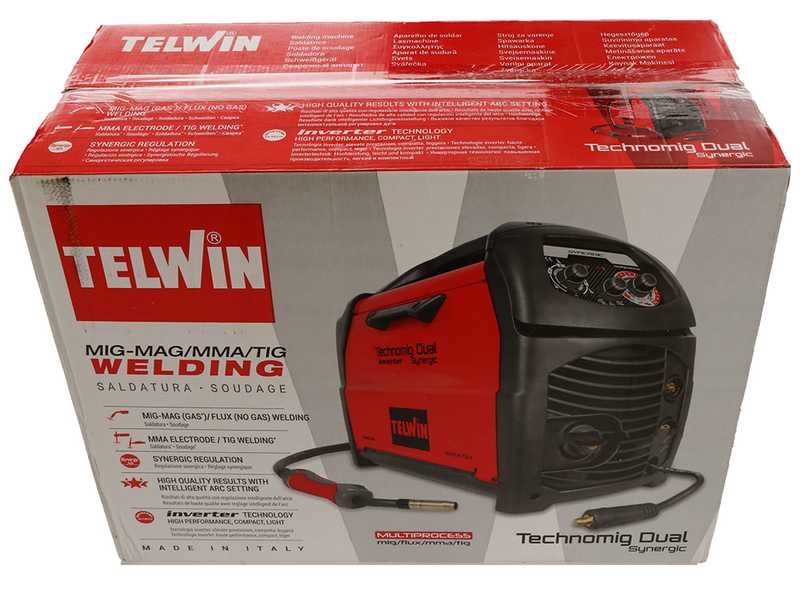 Telwin Technomig 180 Dual Synergic - Poste &agrave; souder inverter &agrave; fil - Pour MIG-MAG/FLUX/BRAZING/MMA/ TIG DC-Lift - NO GAS