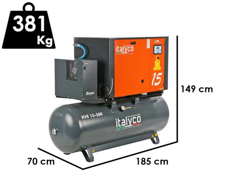 Italyco KVE 15/500 Premium - Compresseur rotatif &agrave; vis - Pression max 10 bars