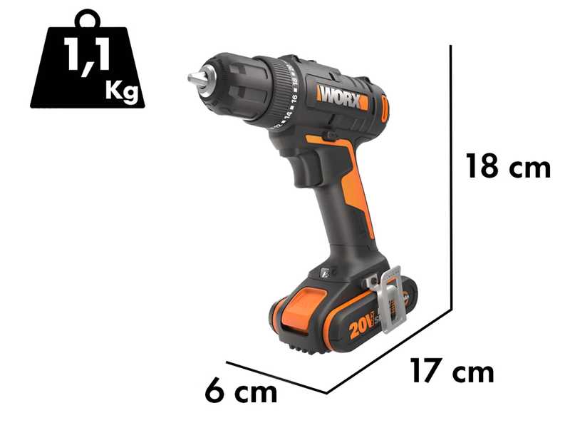 Worx WX100 - Perceuse visseuse &agrave; batterie - 20V/2Ah