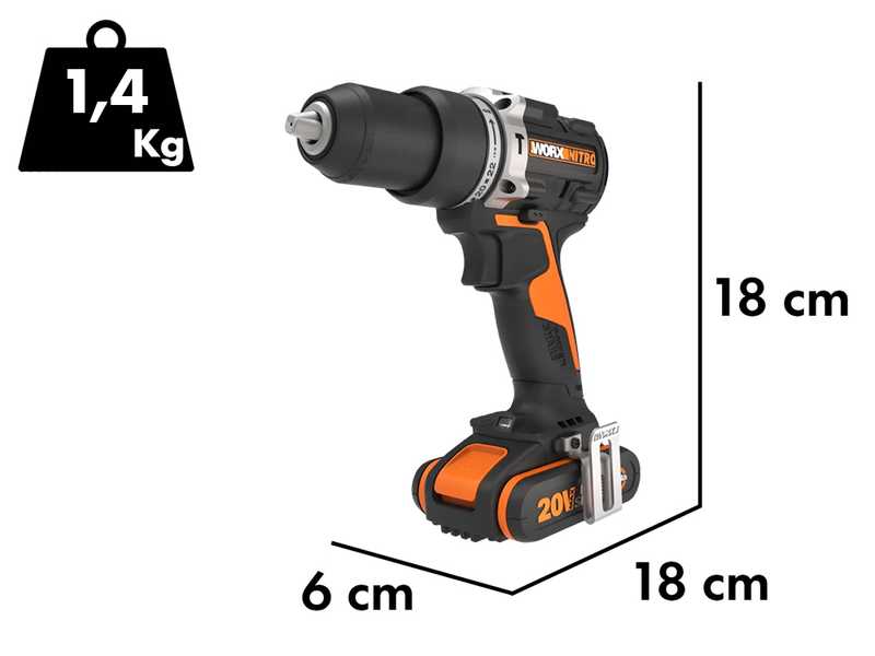 Worx Nitro WX352 - Perceuse-visseuse &agrave; percussion &agrave; batterie - 20V/2Ah