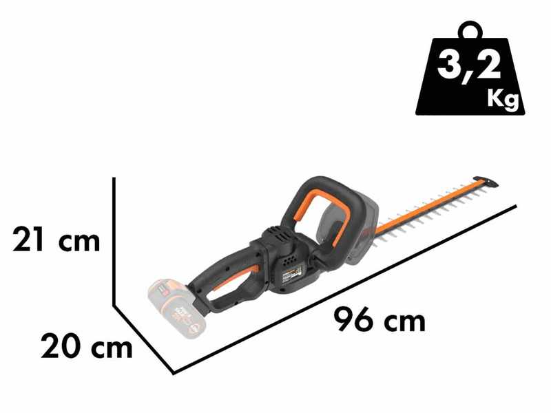 Worx Nitro WG263E - Taille-haie &agrave; batterie - 20V/4Ah - Lame de 57 cm