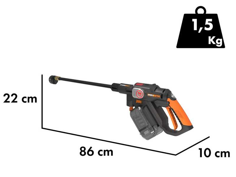 Worx Nitro HydroShot WG633E.9 - Lance haute pression &agrave; batterie - 20V - SANS BATTERIE ET SANS CHARGEUR