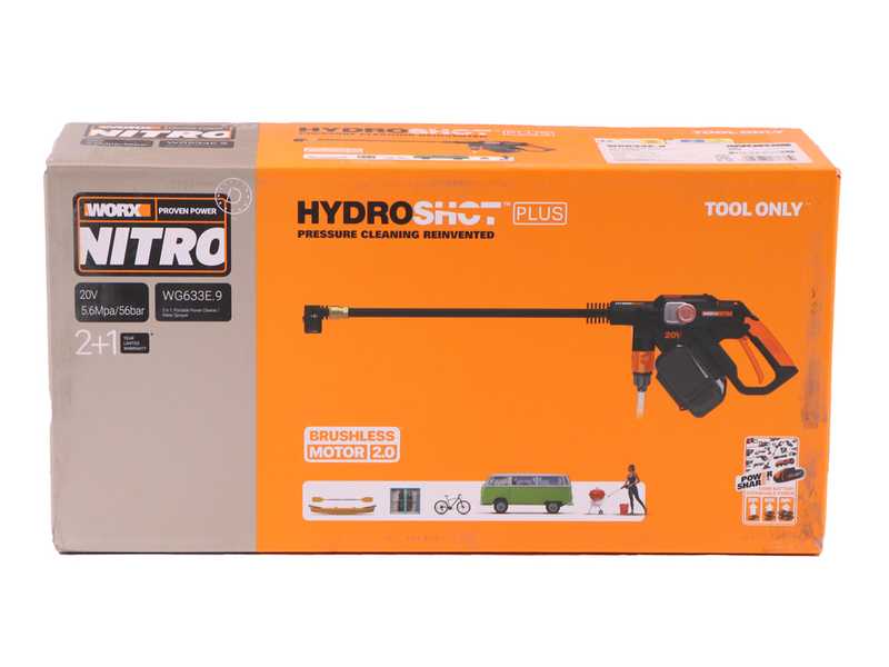 Worx Nitro HydroShot WG633E.9 - Lance haute pression &agrave; batterie - 20V - SANS BATTERIE ET SANS CHARGEUR