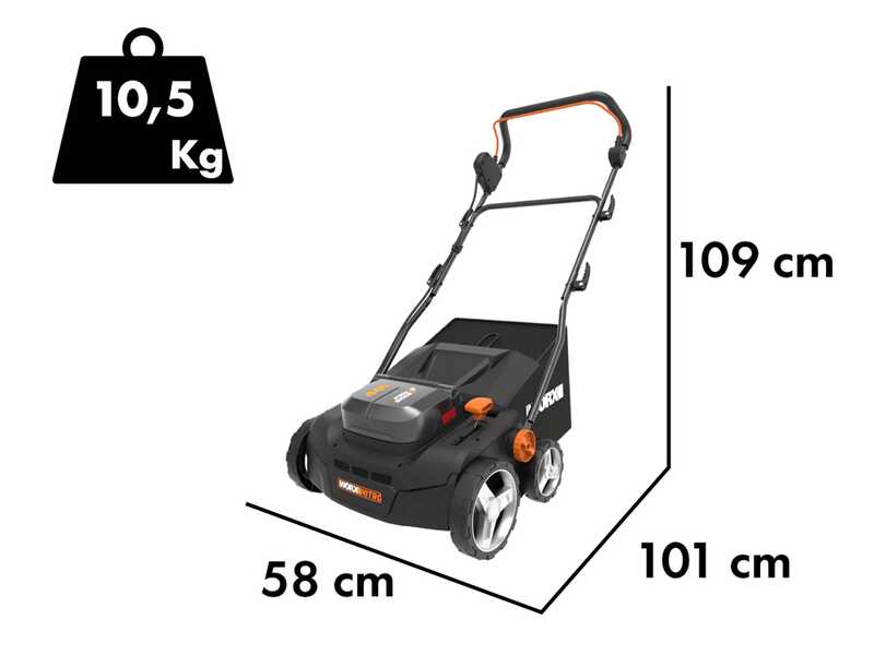 Worx Nitro WG855E.9 - Scarificateur &agrave; batterie - 40V - SANS BATTERIE NI CHARGEUR
