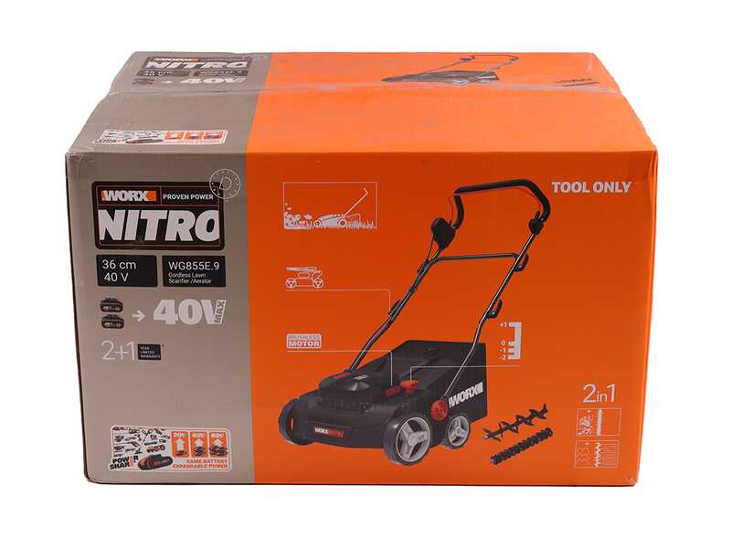 Worx Nitro WG855E.9 - Scarificateur &agrave; batterie - 40V - SANS BATTERIE NI CHARGEUR