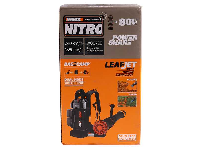 Worx Nitro WG572E - Souffleur &agrave; dos &agrave; batterie - 4x20 V / 4 Ah