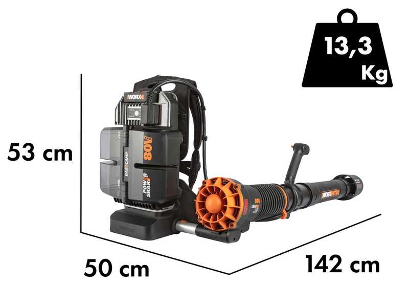 Worx Nitro WG572E - Souffleur &agrave; dos &agrave; batterie - 4x20 V / 4 Ah