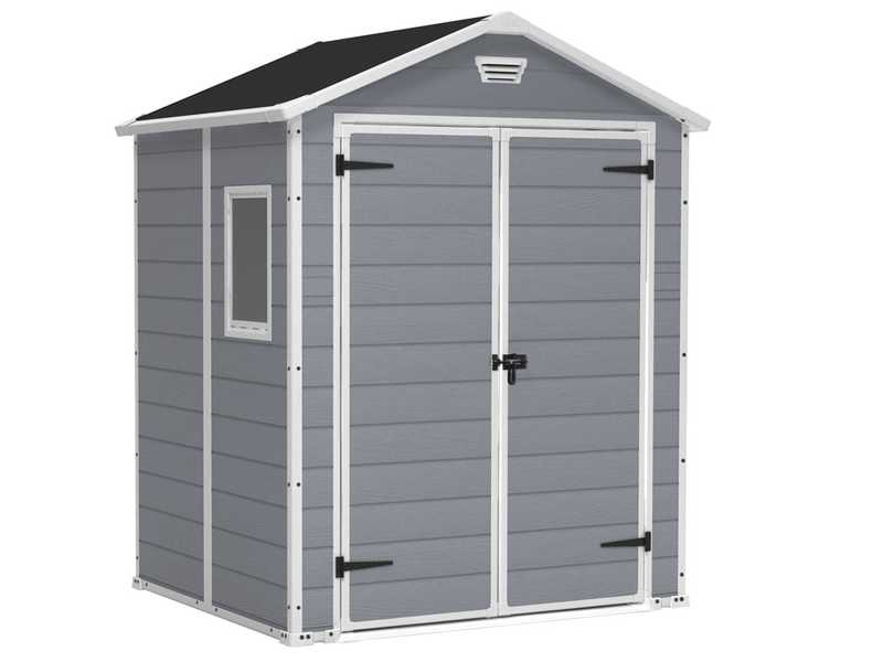 Keter Manor gris - Abri de jardin - Avec fen&ecirc;tre lat&eacute;rale - 185x152x226 cm
