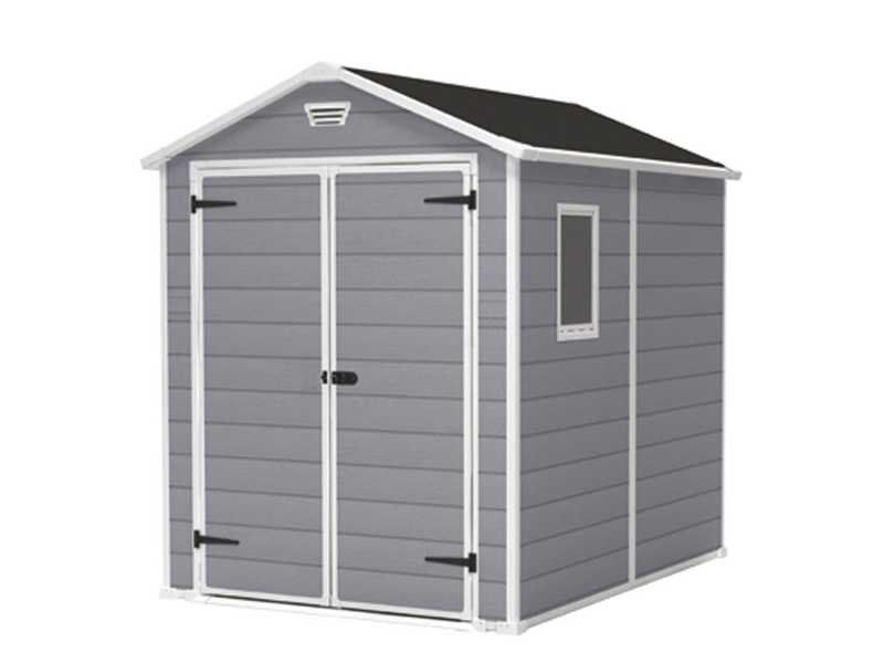 Keter Manor gris - Abri de jardin - Avec fen&ecirc;tre lat&eacute;rale - 186x237x227 cm