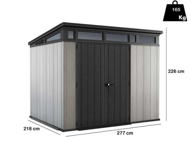Keter Artisan gris - Abri de jardin - Avec porte double battant - 277x218x226 cm