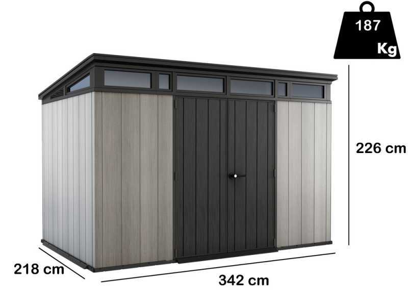 Keter Artisan gris - Abri de jardin - Avec porte &agrave; double battant - 342 x 218 x 226 cm