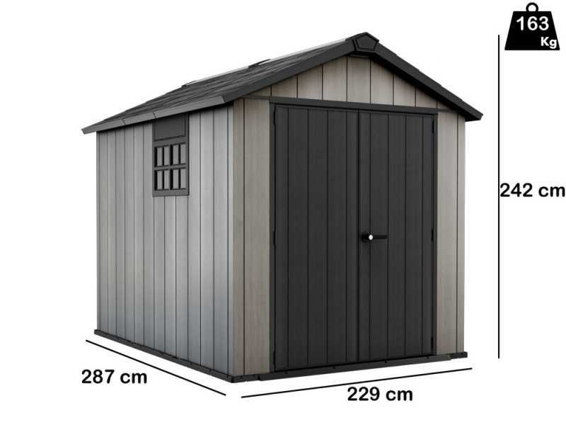 Keter Oakland 759 - Abri de jardin  - Avec porte double battant et fen&ecirc;tre - 229x287x242 cm