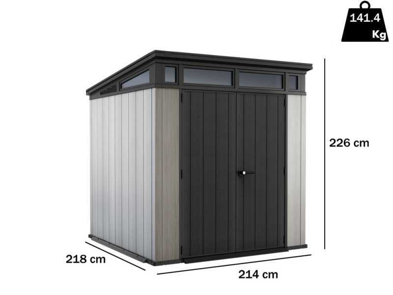 Keter Artisan gris - Abri de jardin - Avec porte double battant - 214x218x226 cm