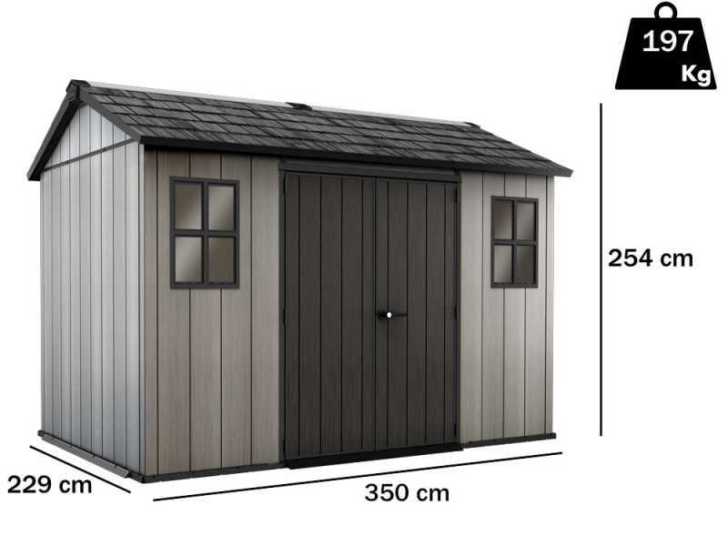 Keter Oakland 1175 - Abri de jardin - Avec fen&ecirc;tres frontales - 350 x 229 x 254 cm