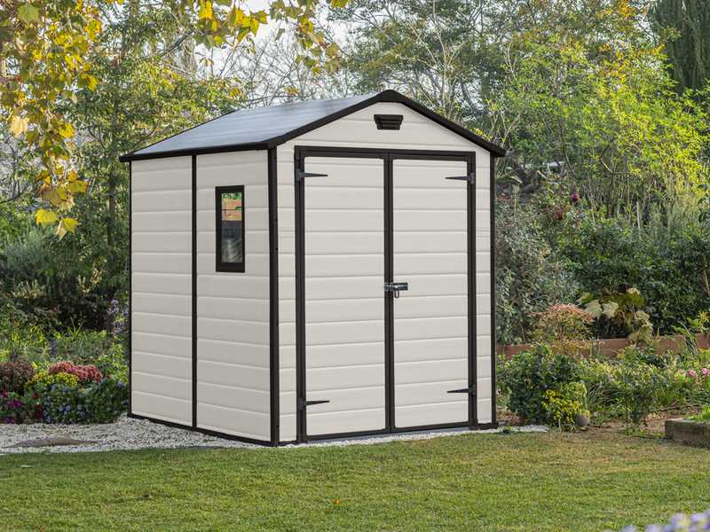 Keter Manor beige - Abri de jardin - Avec fen&ecirc;tre lat&eacute;rale - 185x236x227 cm