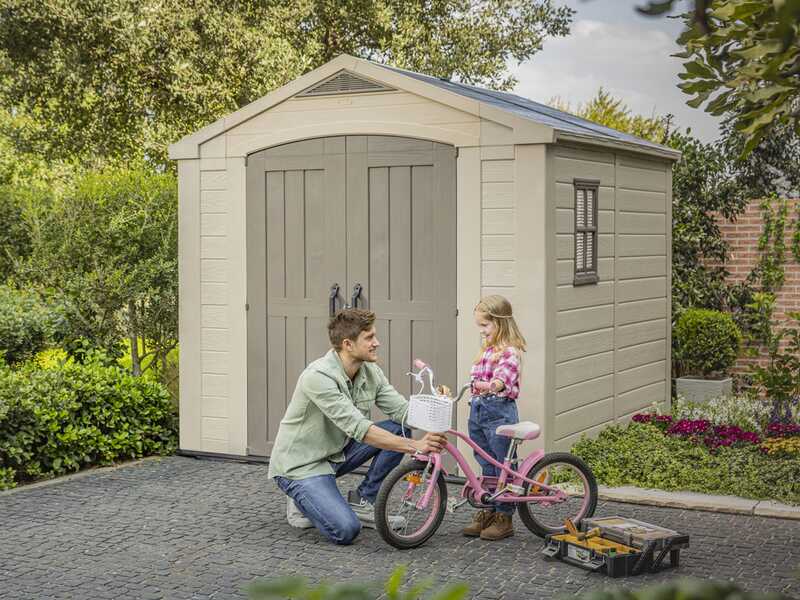 Keter Factor beige - Abri de jardin - Avec fen&ecirc;tre lat&eacute;rale - 256.5x255x243 cm