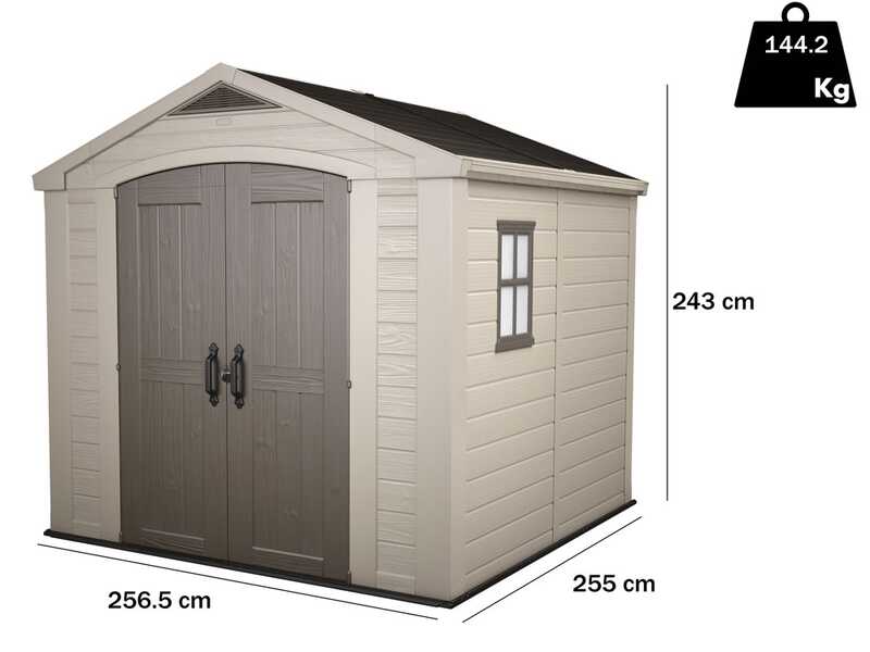 Keter Factor beige - Abri de jardin - Avec fen&ecirc;tre lat&eacute;rale - 256.5x255x243 cm