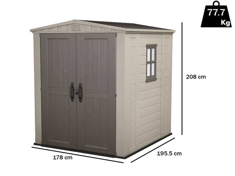 Keter Factor beige - Abri de jardin - Avec fen&ecirc;tre lat&eacute;rale  - 178x195.5x208 cm