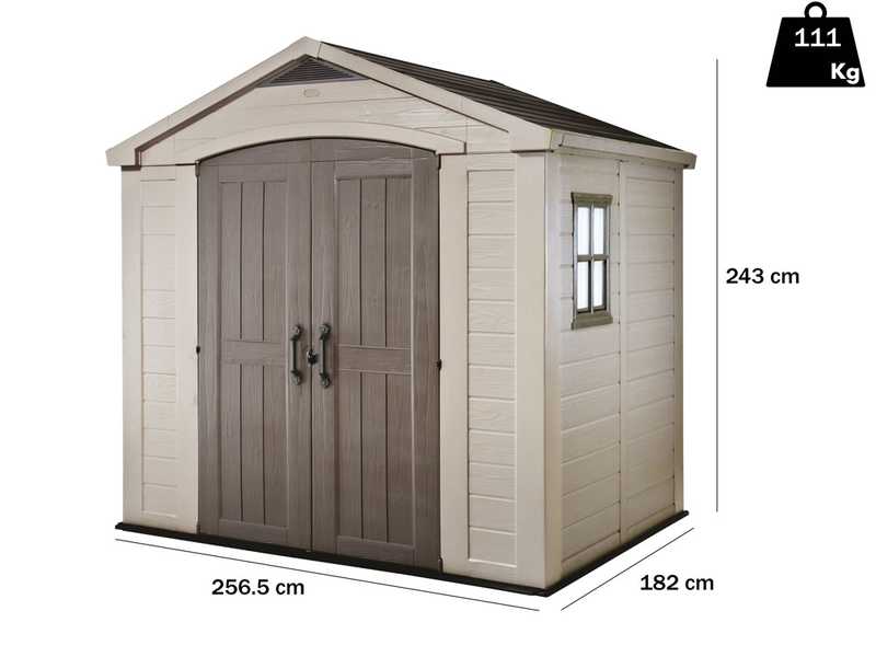 Keter Factor beige - Abri de jardin - Avec fen&ecirc;tre lat&eacute;rale - 256.5x182x243 cm