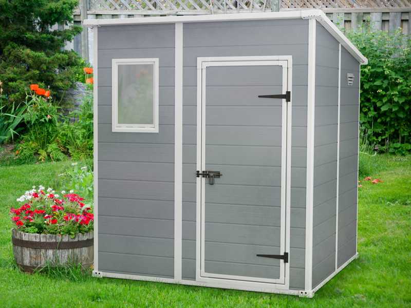 Keter Manor Pent grigio - Abri de jardin - Avec fen&ecirc;tre frontale - 183.5x185x200 cm