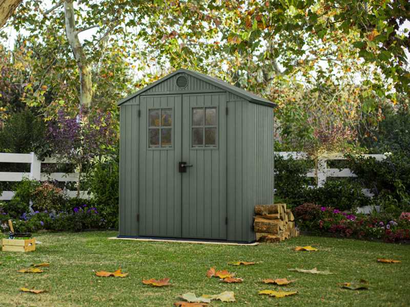 Keter Darwin verde - Abri de jardin - Avec fen&ecirc;tres frontales - 190x122x221 cm