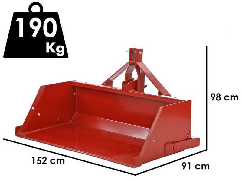 Francini PR 150 - Godet arri&egrave;re hydraulique pour tracteur - de 150 cm - Capacit&eacute; de charge 500Kg