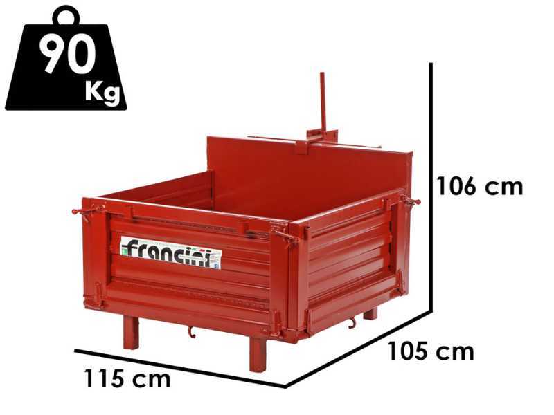 Francini P 100 - Benne de chargement pour tracteur - Basculante - 3 ridelles ouvrables